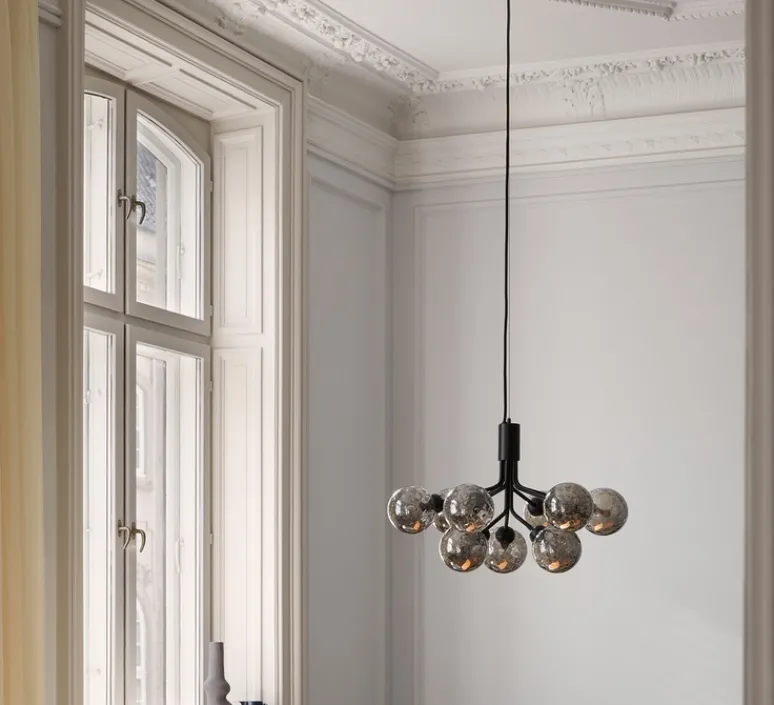 Suspension*Nuura Suspension, Apiales 9, transparent , L59,5cm, H38,5cm - noir satin, verre