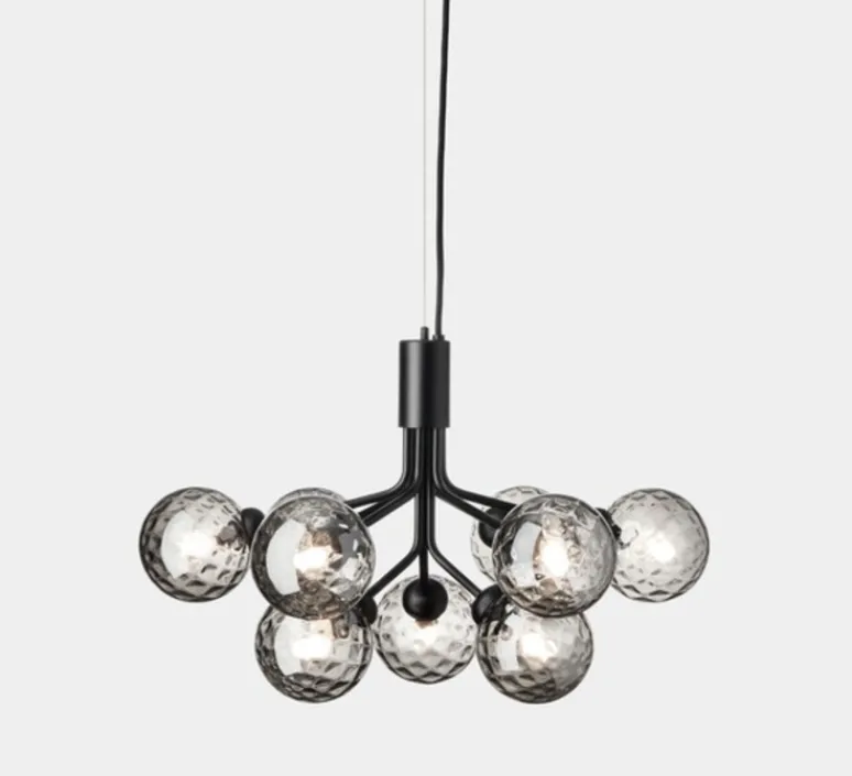 Suspension*Nuura Suspension, Apiales 9, transparent , L59,5cm, H38,5cm - noir satin, verre