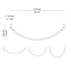 Suspension*Estiluz Suspension, Arco, A-4002X2, , IP65, LED, dim, 2700K, 1092 lm, L241cm, H3,5cm - anthracite