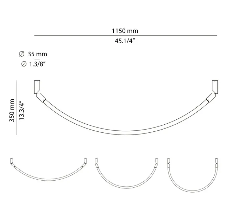 Suspension*Estiluz Suspension, Arco, A-4002X2, , IP65, LED, dim, 2700K, 1092 lm, L241cm, H3,5cm - anthracite
