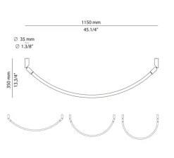 Suspension, Arco, A-4002X, anthracite, IP65, LED, dim, 2700K, 1092 lm, L115cm, H3,5cm - Estiluz