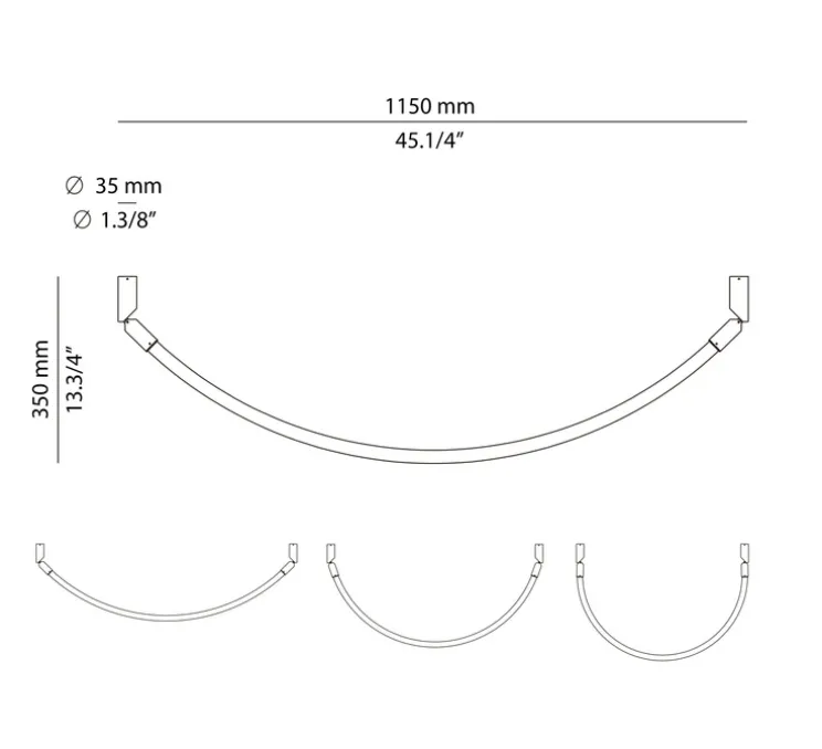 Suspension, Arco, A-4002X, anthracite, IP65, LED, dim, 2700K, 1092 lm, L115cm, H3,5cm - Estiluz