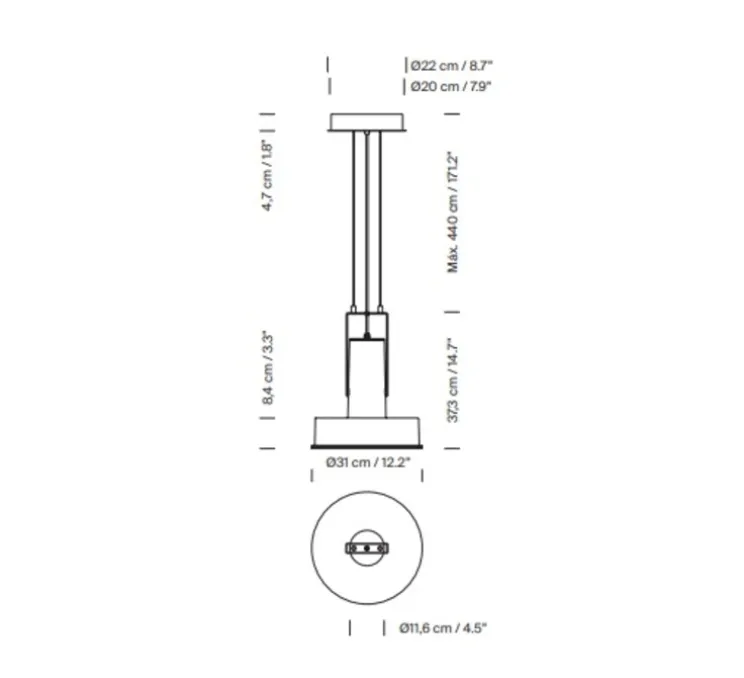 Suspension, Arne Domus, blanc, IP54, LED, dim, 2700K, 1972 lm, Ø31cm, H37,3cm - Santa & Cole