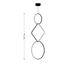 Suspension*Flos Suspension, Arrangements (round S + square L + square M), , LED, 2700K, 4644lm, Ø66,5cm, H167,1cm - noir