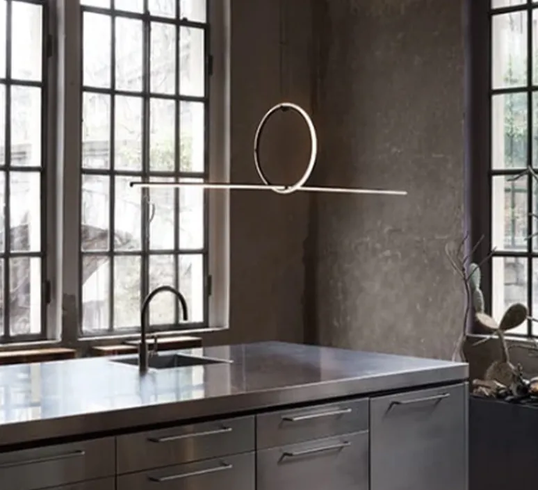 Suspension*Flos Suspension, Arrangements (round S + line), , LED, 2700K, 2376lm, L170,6cm, H39,8cm - noir