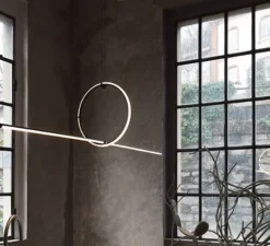 Suspension*Flos Suspension, Arrangements (round S + line), , LED, 2700K, 2376lm, L170,6cm, H39,8cm - noir