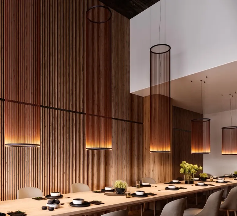 Suspension*Vibia Suspension, Array, 1810, , LED, dim, 2700K, 2662 lm, Ø37cm, H193cm - terracotta