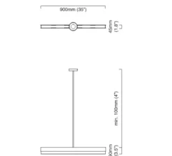 Suspension, ARTES 900, bronze, LED, 2700k, , L90cm, H10cm - Cto lighting
