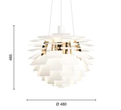 Suspension, Artichoke S, blanc, laiton, Ø48cm, H46,5cm - Louis Poulsen