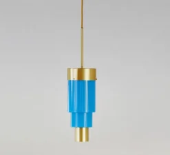 Suspension*Ebb and Flow Suspension, A-Spire, , LED, dim, 3000K, Ø14cm, H56cm - bleu, laiton brossé