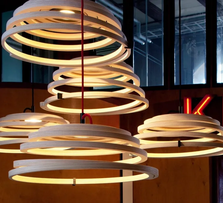 Suspension, Aspiro 8000, bouleau et noir, LED, 2850K, 650lm, Ø50cm, H35cm - Secto Design