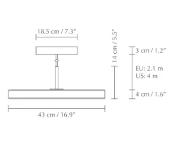 Suspension, Asteria Medium, orange et laiton, LED, 3000K, 1200lm, Ø43cm, H14cm - Umage