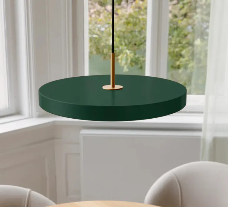 Suspension*Umage Suspension, Asteria Medium plus, , LED, 2400-2700-3000K, 1600lm, Ø43cm, H14cm - vert forêt et laiton