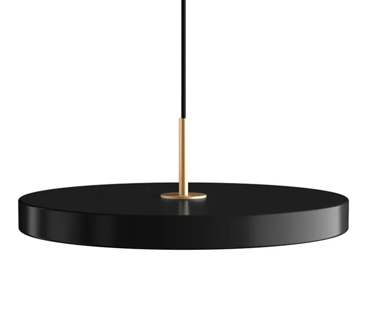 Suspension, Asteria Medium, noir et laiton, LED, 3000K, 1300lm, Ø43cm, H14cm - Umage