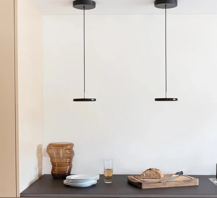 Suspension, Asteria Micro, noir, LED, 3000K, 450 lm, Ø15cm, H5,7cm - Umage