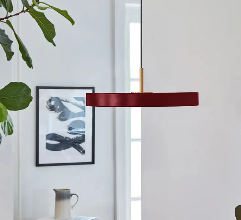 Suspension*Umage Suspension, Asteria Mini Plus, , LED, 2400-2700-3000K, 1200lm, Ø31cm, H10.5cm - rouge rubis et laiton