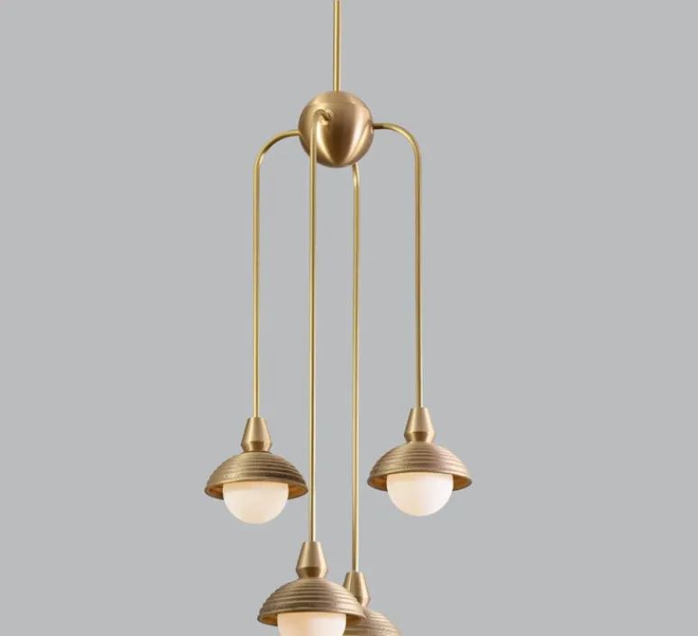 Suspension*Bert frank Suspension asymétrique, Quadruple, Eos, , Ø15,7cm, H90cm - Bert franck laiton brossé