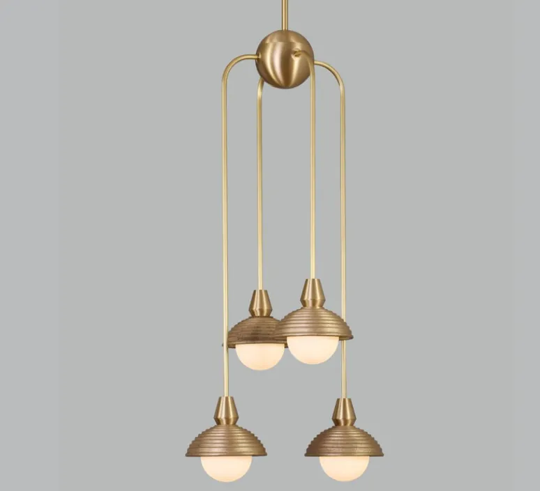 Suspension*Bert frank Suspension asymétrique, Quadruple, Eos, , Ø15,7cm, H90cm - Bert franck laiton brossé