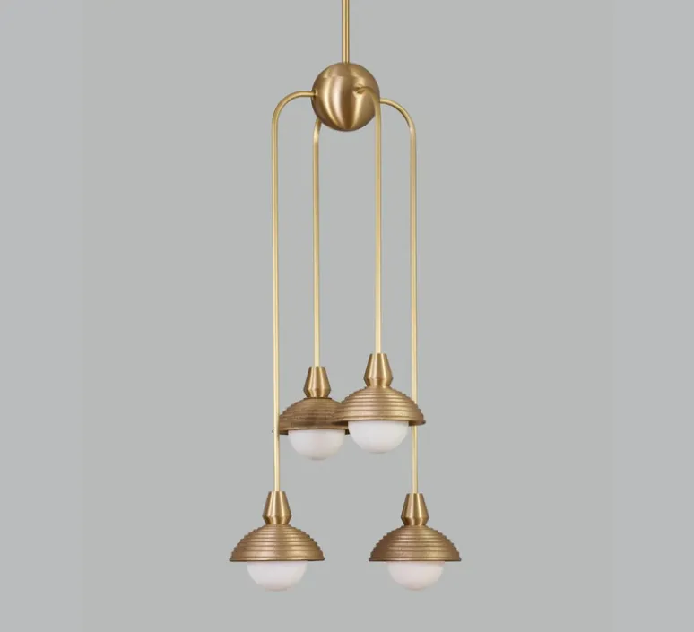 Suspension*Bert frank Suspension asymétrique, Quadruple, Eos, , Ø15,7cm, H90cm - Bert franck laiton brossé