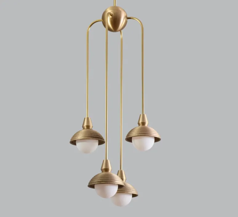 Suspension*Bert frank Suspension asymétrique, Quadruple, Eos, , Ø15,7cm, H90cm - Bert franck laiton brossé