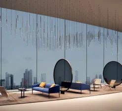 Suspension*Lodes Suspension, A-Tube Nano large sans rosace, , LED, dim, 2700K, 450 lm, Ø2cm, H90cm - chrome, câble transparent