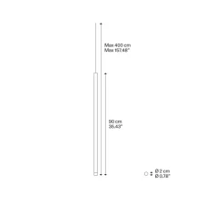 Suspension*Lodes Suspension, A-Tube Nano large sans rosace, , LED, dim, 2700K, 450 lm, Ø2cm, H90cm - chrome, câble transparent