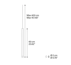 Suspension*Lodes Suspension, A-Tube Nano medium sans rosace, , LED, 3000K, 480 lm, Ø2cm, H60cm - chrome