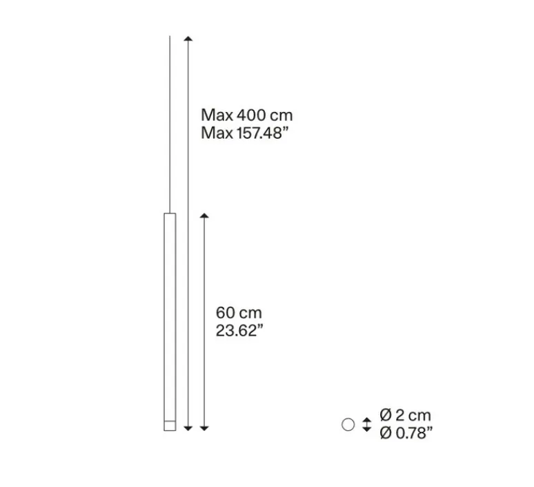 Suspension*Lodes Suspension, A-Tube Nano medium sans rosace, , LED, 3000K, 480 lm, Ø2cm, H60cm - chrome