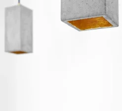 Suspension, [B2], béton, gris clair, intérieur or, L10cm, H23cm - GANTLights