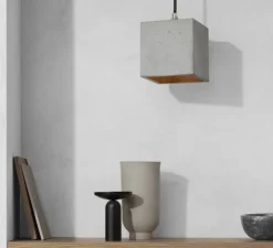 Suspension, B1, gris clair, intérieur cuivre, L14cm, H14cm - Gantlights