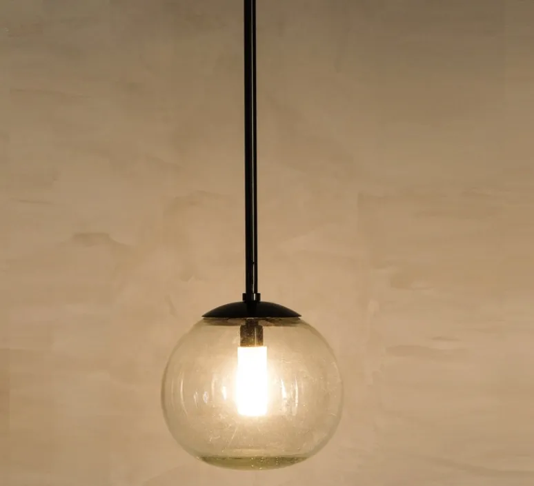 Suspension*Contain Suspension, Ball, verre transparent, laiton noir, Ø20cm, H120cm - transparent, noir