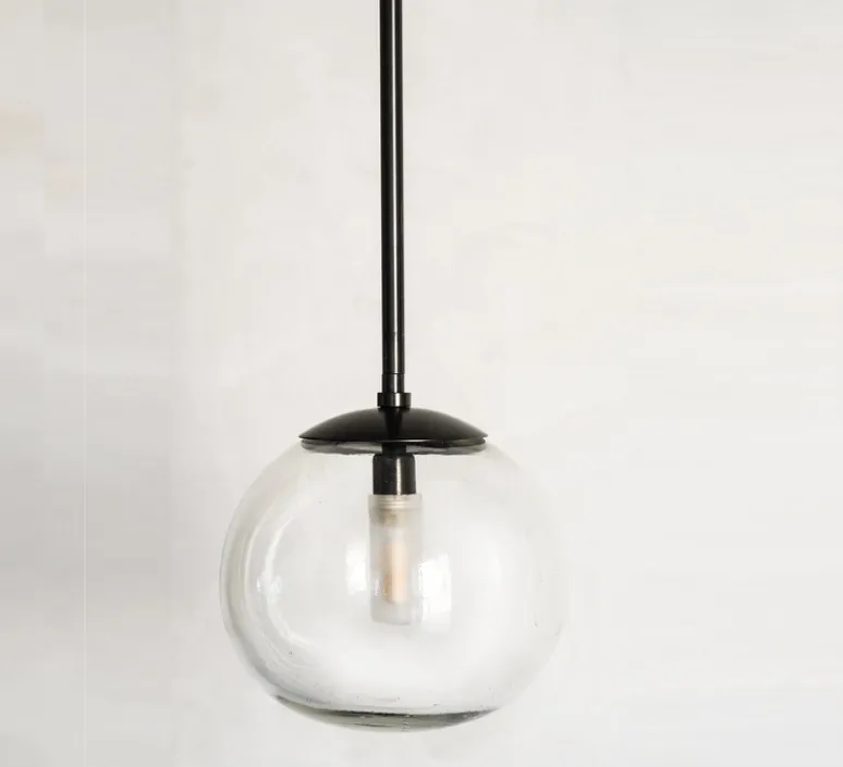 Suspension*Contain Suspension, Ball, verre transparent, laiton noir, Ø20cm, H120cm - transparent, noir