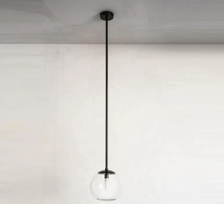 Suspension*Contain Suspension, Ball, verre transparent, laiton noir, Ø20cm, H120cm - transparent, noir