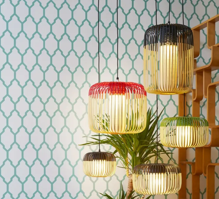 Suspension, Bamboo Light L, noir, H55cm, Ø38cm- Forestier