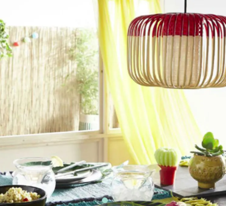 Suspension, Bamboo light outdoor S, rouge, Ø35cm, H23cm - Forestier