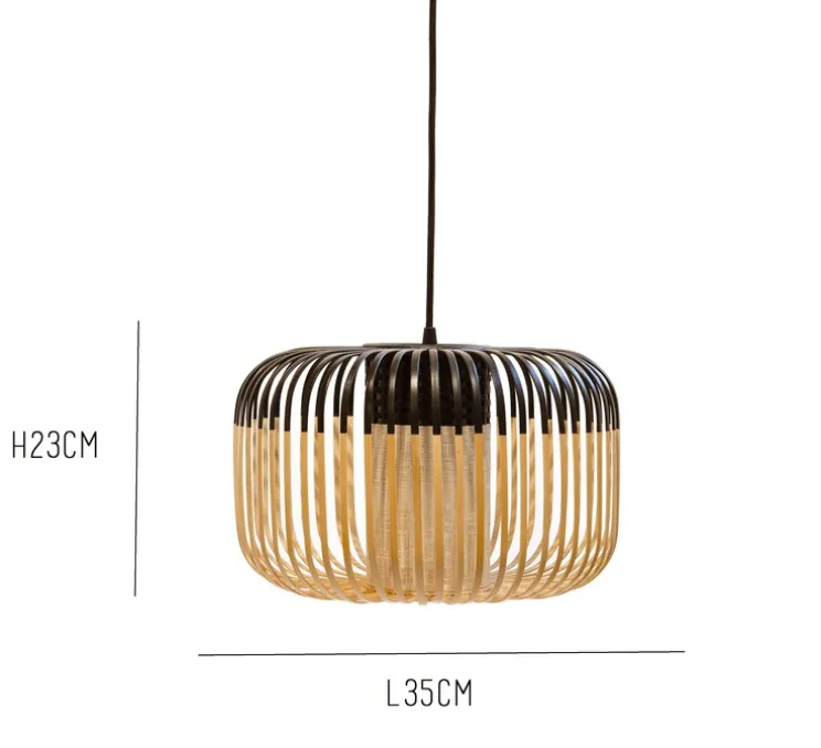 Suspension, Bamboo light outdoor S, noir, Ø35cm, H23cm - Forestier