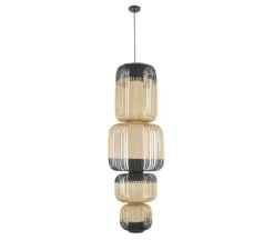Suspension, Bamboo Light Totem, noir, Ø45cm, H135cm - Forestier
