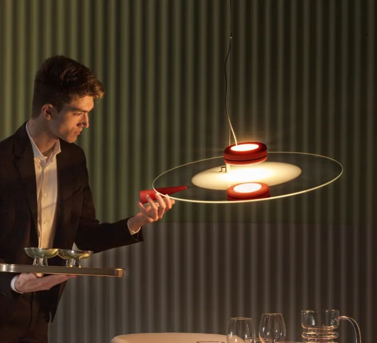 Suspension*Stilnovo Suspension, Bascula, , LED, dim, 2700K, 3574 lm, Ø60cm, H16,7cm - noir, rouge