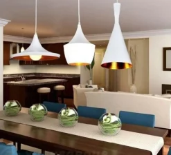 Suspension*Tom Dixon Suspension, Beat Fat, , LED, dim, 3000k, 800 lm, Ø24cm, H30cm - blanc, laiton