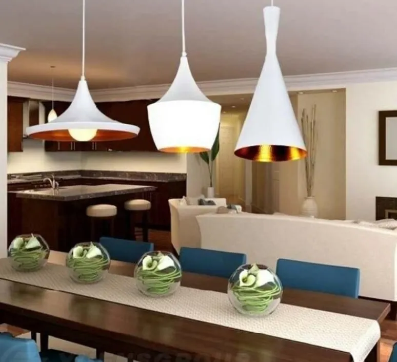 Suspension*Tom Dixon Suspension, Beat Fat, , LED, dim, 3000k, 800 lm, Ø24cm, H30cm - blanc, laiton