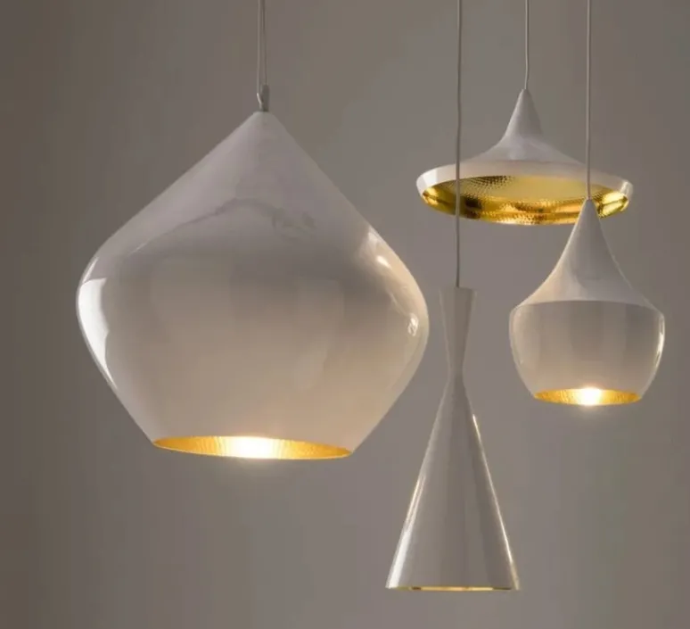 Suspension*Tom Dixon Suspension, Beat Fat, , LED, dim, 3000k, 800 lm, Ø24cm, H30cm - blanc, laiton