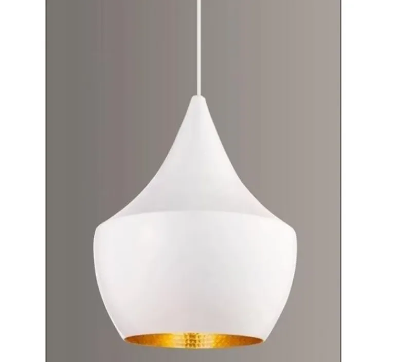 Suspension*Tom Dixon Suspension, Beat Fat, , LED, dim, 3000k, 800 lm, Ø24cm, H30cm - blanc, laiton