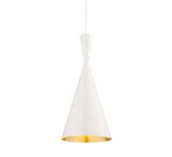 Suspension*Tom Dixon Suspension, Beat Tall, , LED, dim, 3000k, 800 lm, Ø19cm, H36cm - blanc, laiton