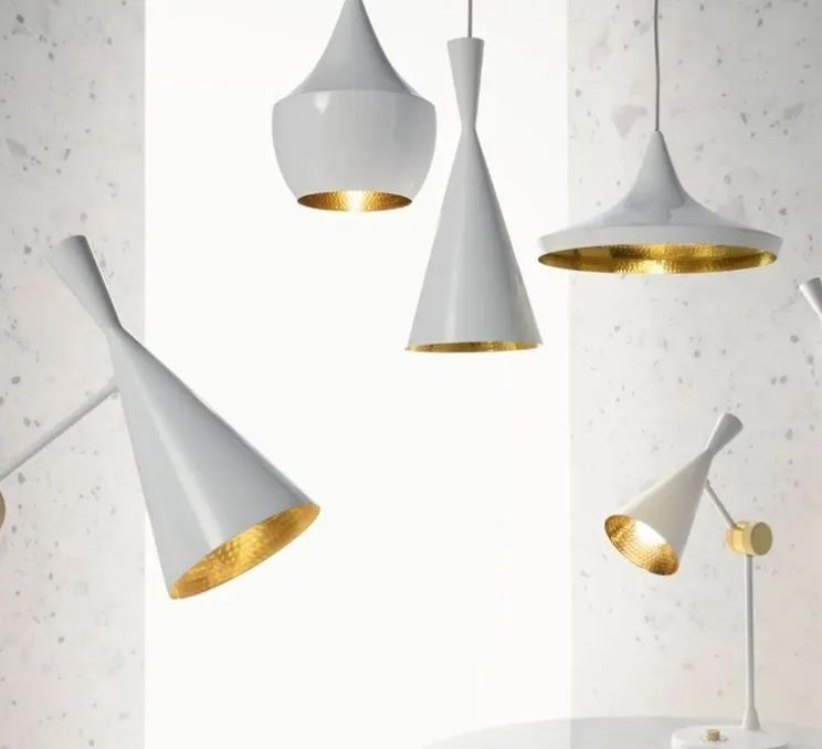 Suspension, Beat Wide, blanc, laiton, LED, dim, 3000k, 800 lm, Ø36cm, H16cm - Tom Dixon