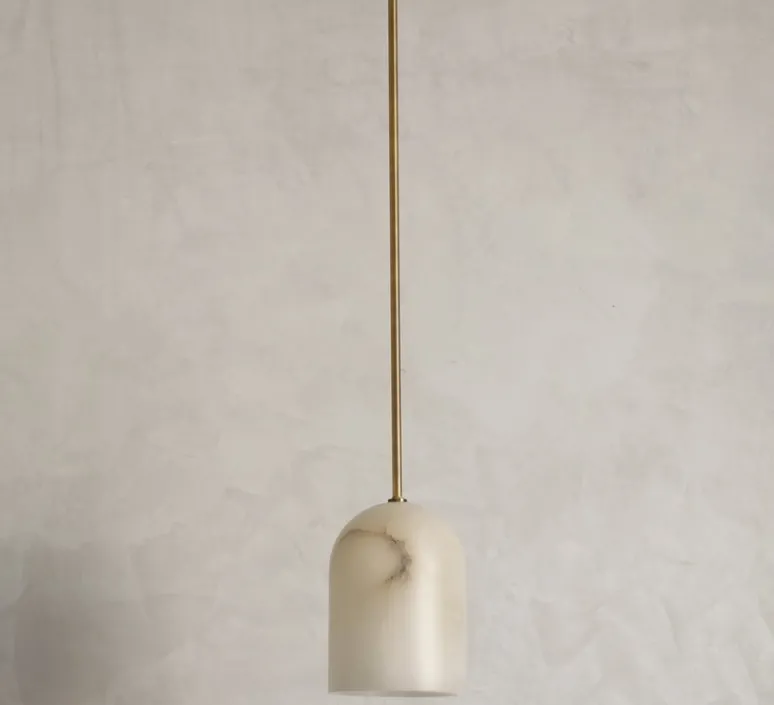 Suspension*Contain Suspension, Belfry, vieilli brossé, Ø16cm, H65cm - Albâtre, laiton