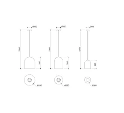 Suspension*Contain Suspension, Belfry, vieilli brossé, Ø16cm, H65cm - Albâtre, laiton