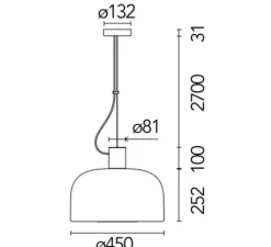 Suspension*Flos Suspension, Bellhop Glass S2, , Ø45cm, H35,2cm - aluminium