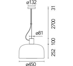 Suspension, Bellhop Glass S2, blanc, Ø45cm, H35,2cm - Flos