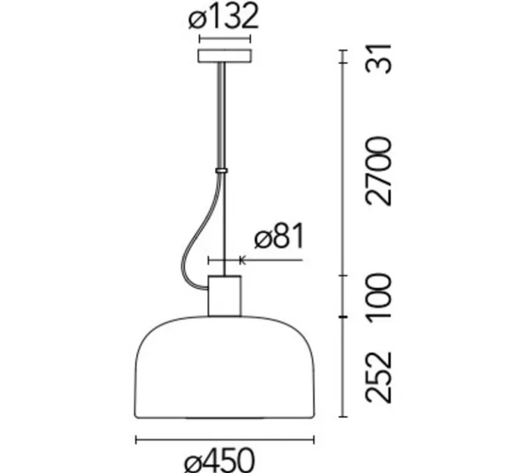Suspension, Bellhop Glass S2, blanc, Ø45cm, H35,2cm - Flos