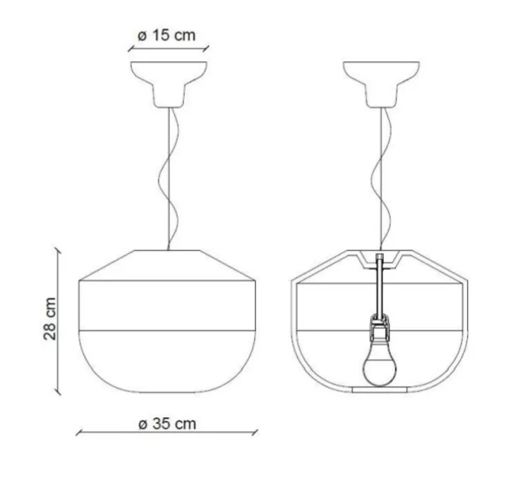 Suspension, Bellota 35, jaune citron, Ø35cm, H28cm - Ferroluce